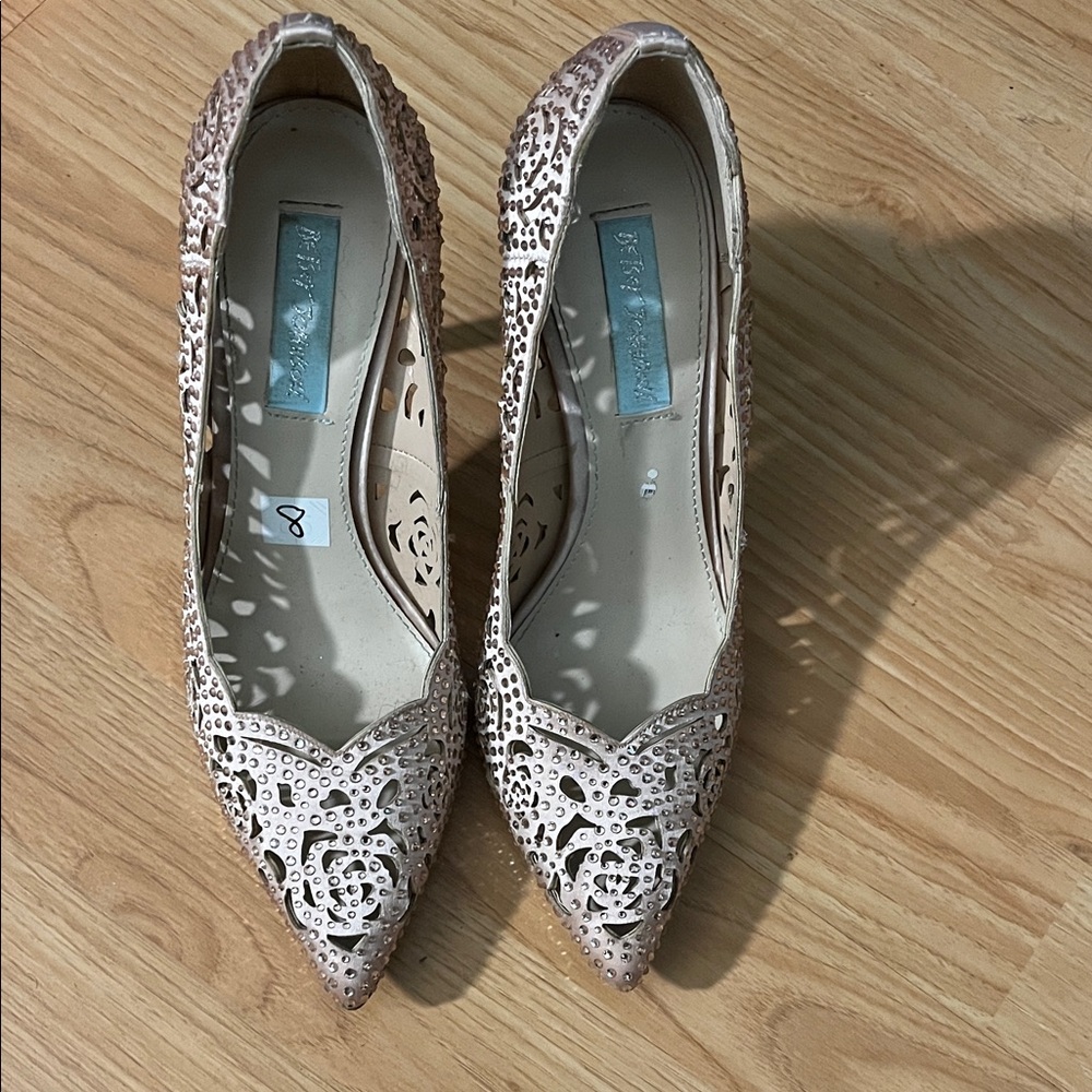 Betsey Johnson Pink Laser-Cut Heels